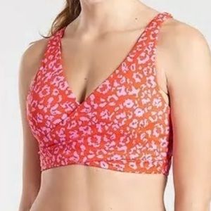 NEW ATHLETA LEOPARD CROSSOVER BIKINI TOP